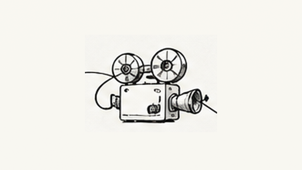 Hand-drawn film camera with two reels.