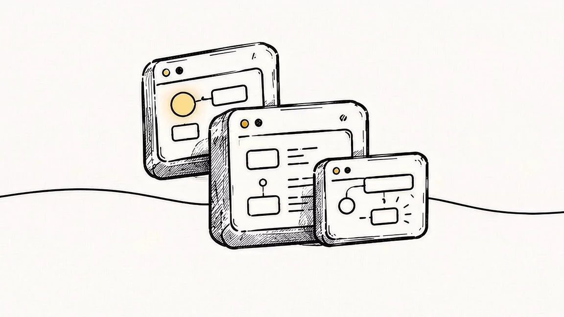 Custom Systems ink illustration.